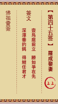 佛祖靈籤 第45籤:羅成娶妻 上上籤