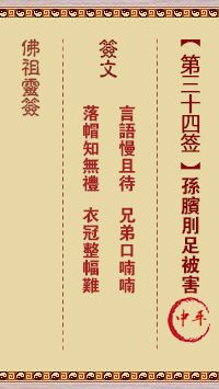 佛祖靈籤 第34籤:武吉賣柴 大吉籤