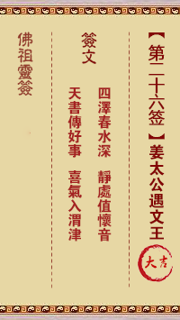 佛祖靈籤 第26籤:姜太公遇文王 大吉籤