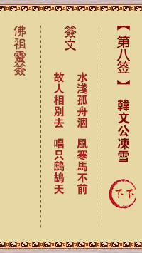 佛祖靈籤 第8籤:韓文公凍雪 下下籤