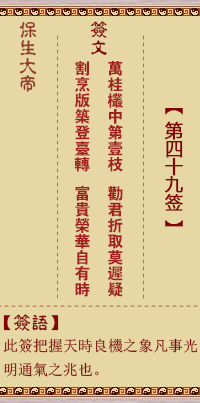 保生大帝靈籤 第49籤:萬、【用井卦】