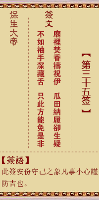 保生大帝靈籤 第35籤:廟、【用大壯卦】