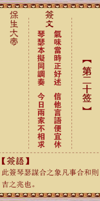 保生大帝靈籤 第20籤:氣、【用臨卦】