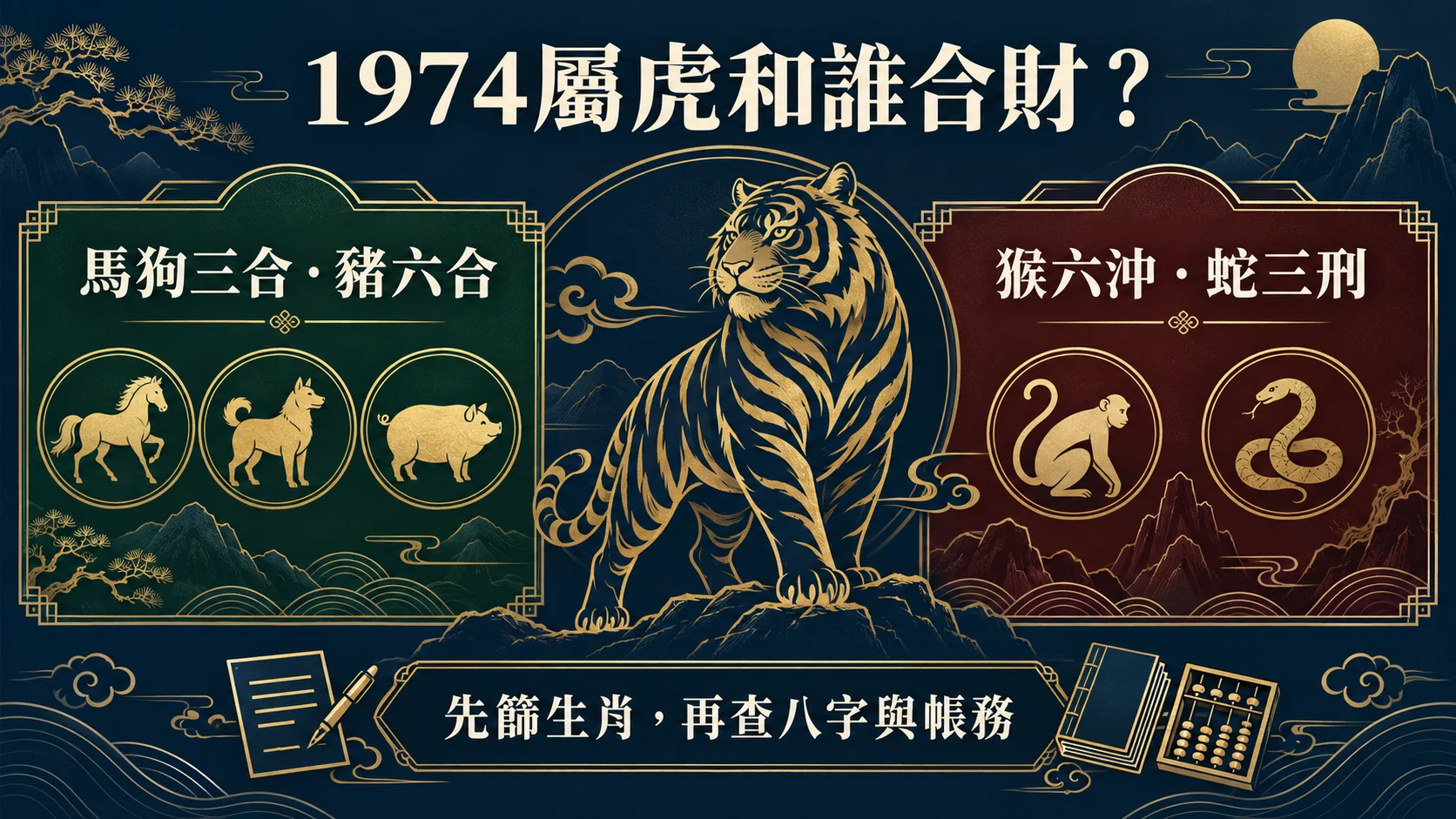 1974年屬虎合財對象馬狗三合豬六合與猴蛇沖刑