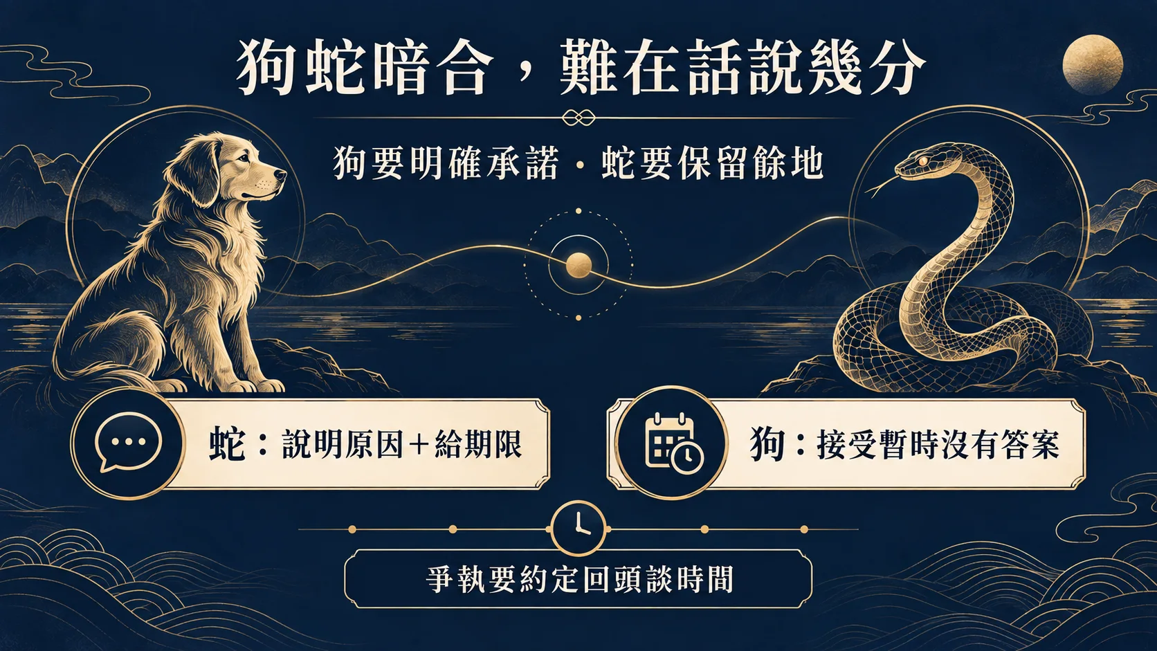屬狗和屬蛇巳戌暗合的承諾與保留溝通方法