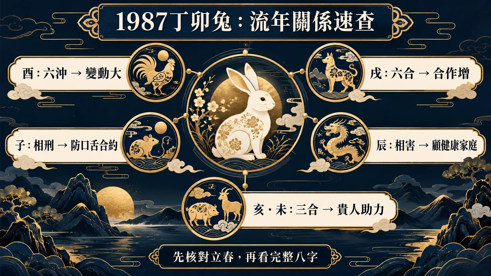 1987丁卯兔以沖合刑害判斷流年運勢速查圖