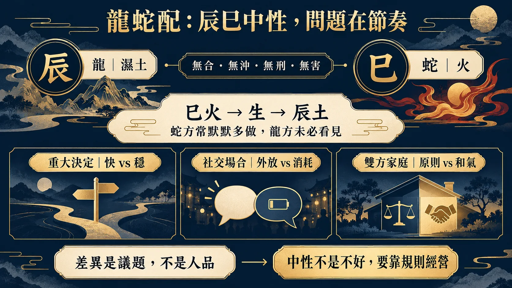 屬龍屬蛇辰巳中性關係與三個節奏磨合點圖