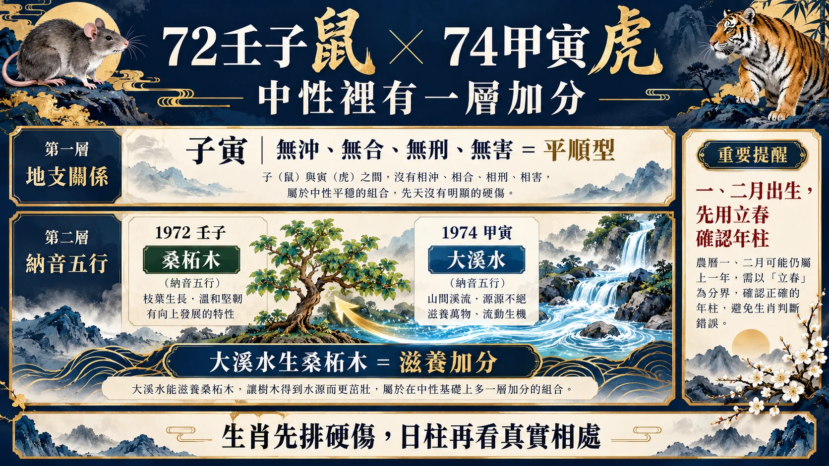 72壬子鼠74甲寅虎子寅中性與大溪水生桑柘木圖