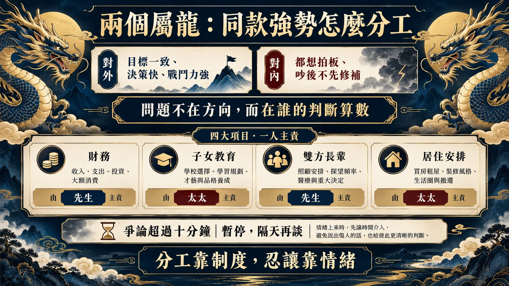 兩個屬龍同款強勢家庭分工與冷卻期方法圖