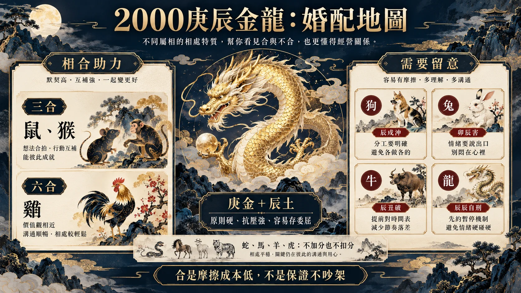 2000庚辰金龍三合六合與沖害破自刑婚配地圖