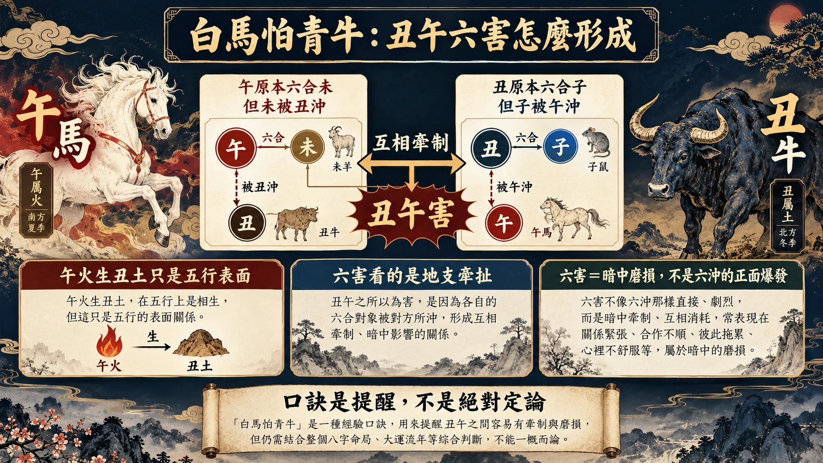 男屬馬女屬牛白馬怕青牛丑午六害形成圖