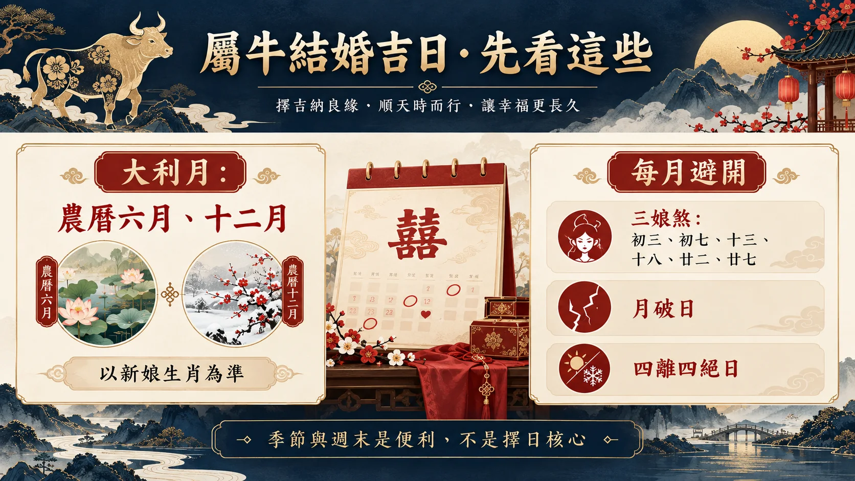 屬牛女性結婚大利月三娘煞月破日四離四絕日擇日圖