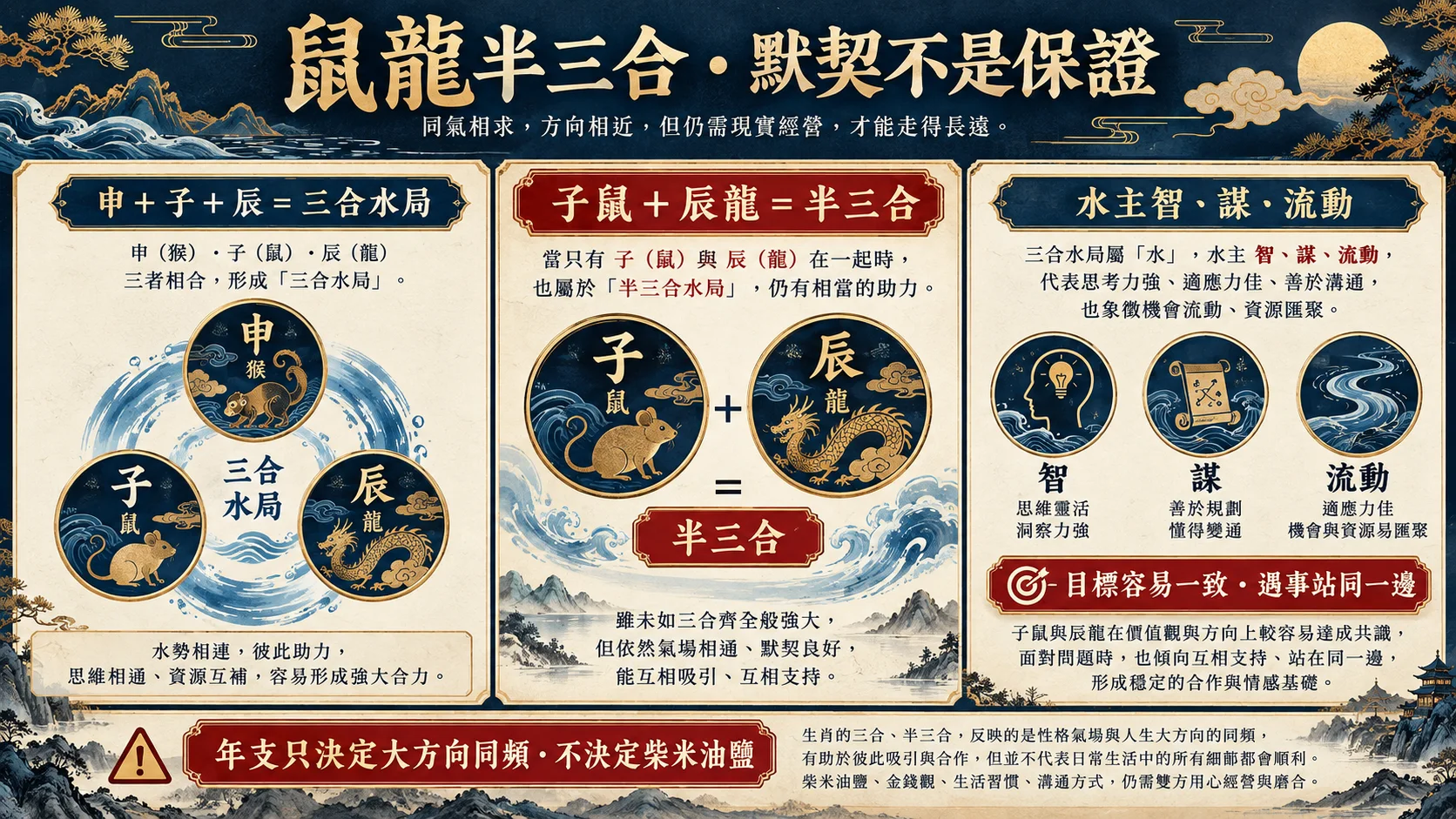 男屬鼠女屬龍子辰半三合申子辰水局婚配關係圖