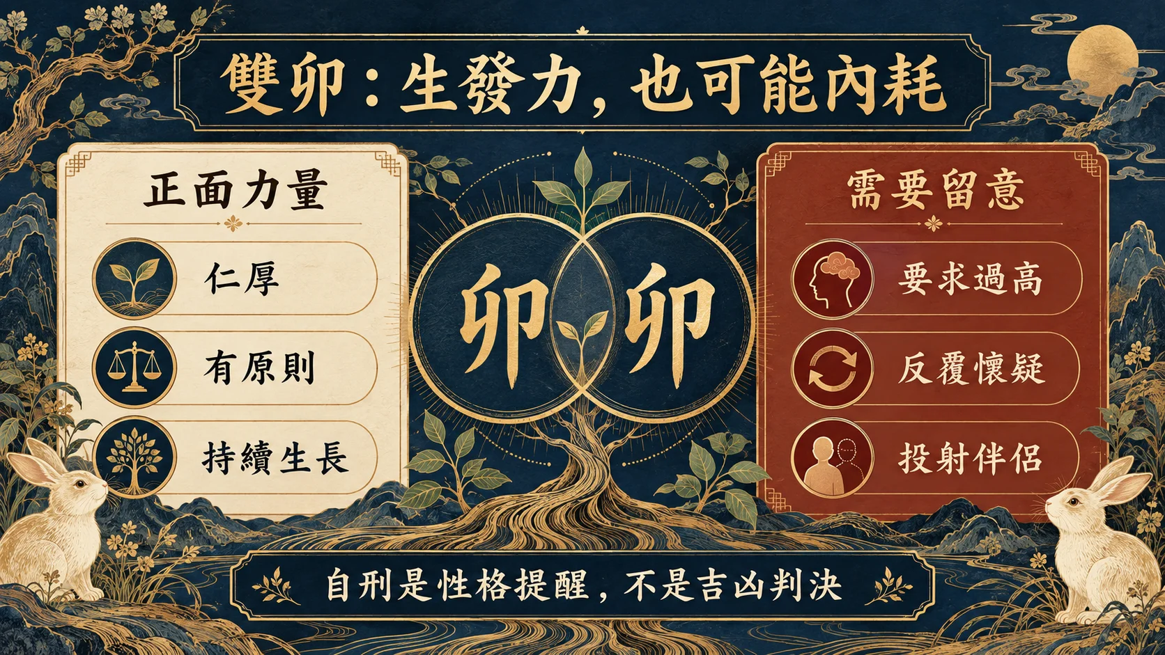 1999己卯兔雙卯自刑正面力量與內耗傾向對照圖